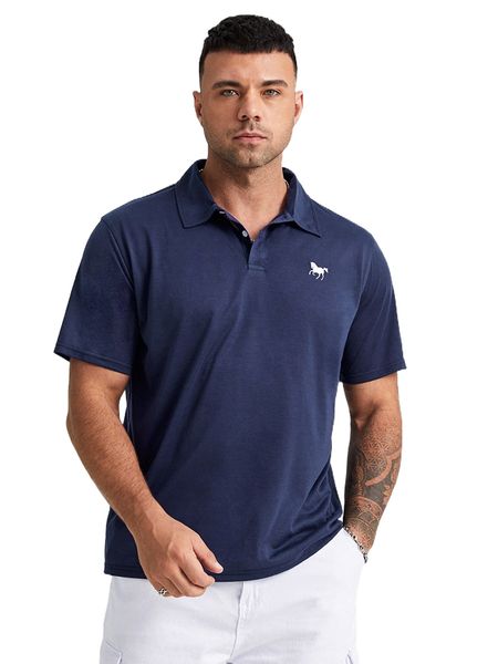 

extended sizes men horse print polo shirt s0kp#, White;black