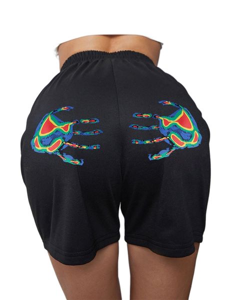 

handprint knot front shorts 97wq#, White;black