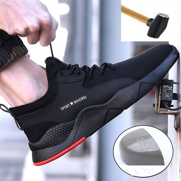 Scarpe antinfortunistiche da lavoro da uomo Puntale in acciaio Scarpe da ginnastica da esterno alla moda Scarpe sportive Scarpe da uomo estive leggere e traspiranti da uomo 210315