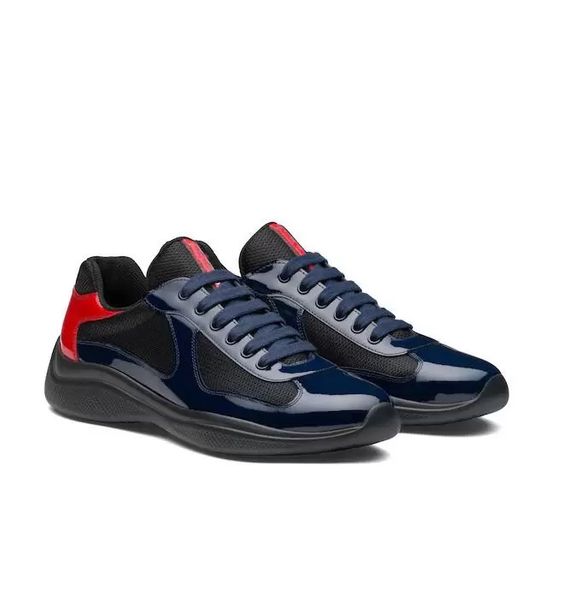

2022 sports design americas cup sneakers shoes patent leather nylon luxury mens skateboard runner casual outdoor walking, Black
