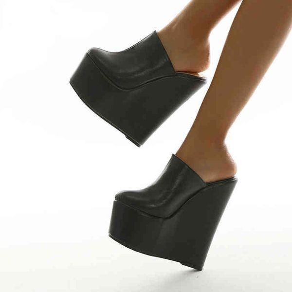 

slippers eilyken platform wedge round head pumps black summer shoes woman super high sandal 35-42 220329