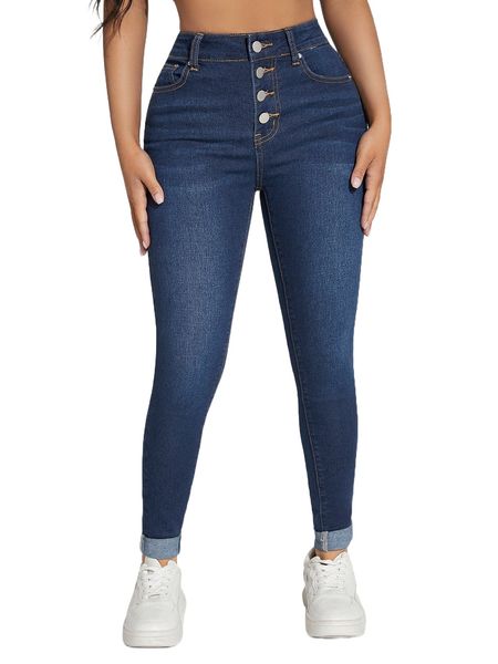 

petite button fly skinny jeans a3qx#, Blue