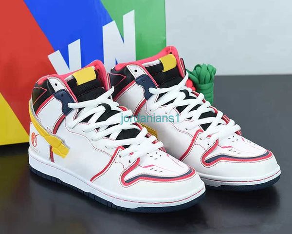 

gundam x dk high running shoes project unicorn rx-0 white/amarillo outdoor sneakers sports with box