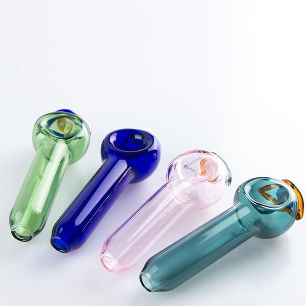 Chinafairprice Y080 Pipa da fumo Circa 4,1 pollici Tubi di vetro colorati per cucchiaio da tabacco Ciotola stile occhio Dab Rig