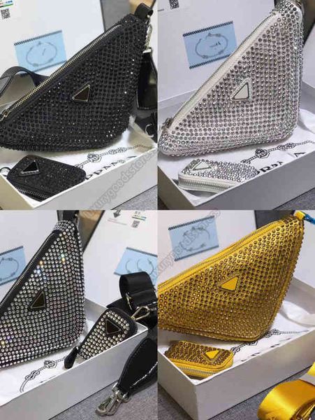 

with gift box ladies 22 series nylon triangle diamond bag three-in- 27*9*14cm