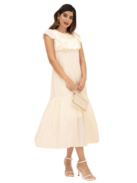 

modely ruffle trim button front smock dress f8jy#, Black;gray