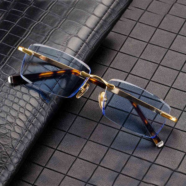 

rimless glass sunglasses man luxury natural crystal blue sun glasses woman vintage brand uv400 anti eye dry, White;black