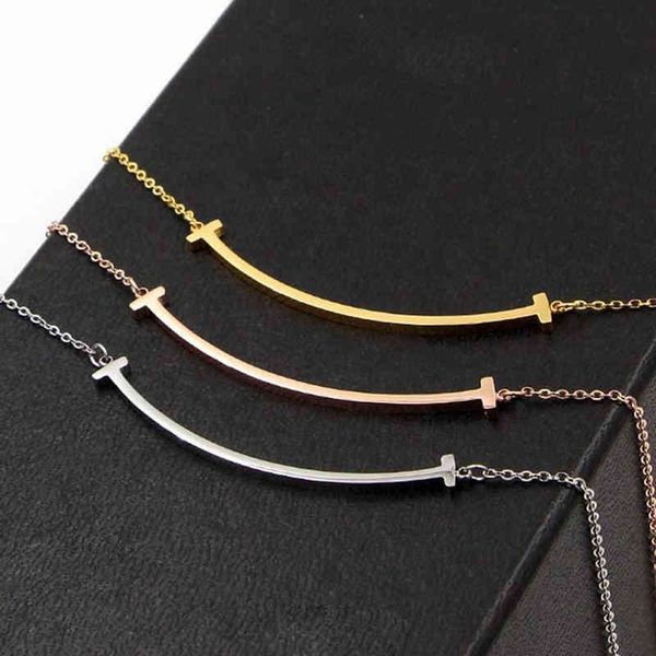 

wrv5 t family smiling face smiling clavicle necklace female style titanium steel necklace female minority design sense personalized dating g, Black