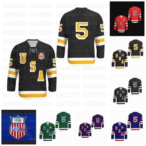 VipCeoC202 Herren Damen Jugend 1960 Herb Brooks 5 USA Eishockey-Trikot mit Aufnäher borizcustom Trikots Benutzerdefinierter Name mit beliebiger Nummer, alle genäht Schneller Versand