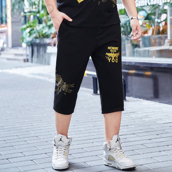 

men's pants designer large men's capris fat guy casual sports pants plus size high waist guard summer shorts xxxxxl 8spm, Black