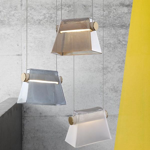 Подвесные лампы постмодернистские творческие стеклянные светодиодные светодиодные светильники модная личность сумочка подвесная лампа дизайн