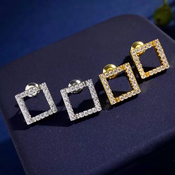 Brincos de designer feminino Carta de jóias de moda de garanhão Luxury Diamond Gold Silver Mens Square Brinco Unissex Brincho Freador 925 Prata 2206132D