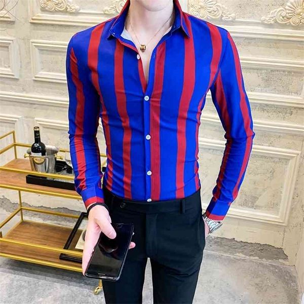 

striped men's shirt dress business casual shirts long sleeve slim fit men shirt autum tuxedo social shirts male clothing 210331, White;black
