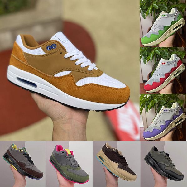 

suede designer am1s 87s mens womens running shoes curry yellow light bown patta grey og aniversarey triple black white rush maroon sports sn