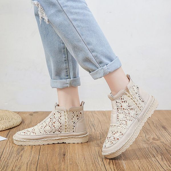 

2022 spring/summer flat heel mesh shoes breathable lace women's sandals
