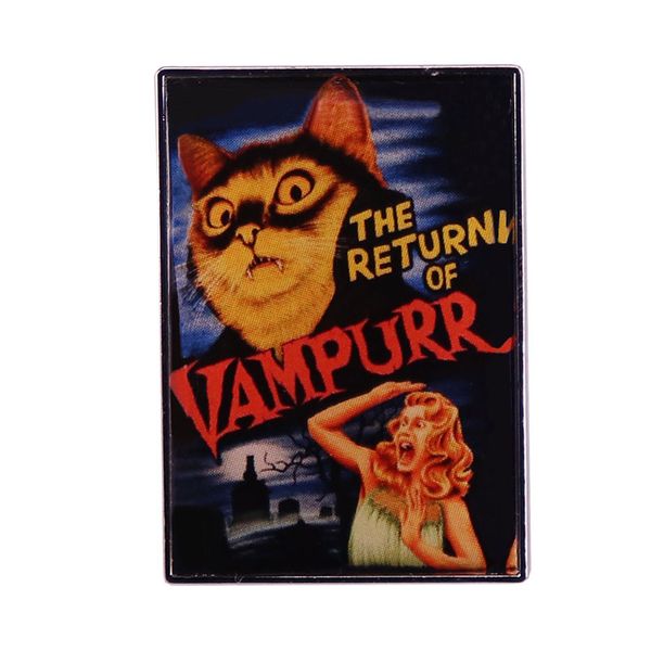 

vampire return horror movie peripheral badge retro cult cat brooch badge, Blue
