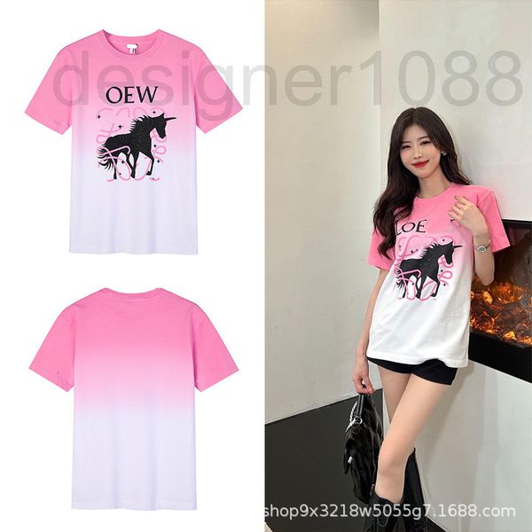 

women's hoodies & sweatshirts designer superior quality new loe luo jia short sleeve t shirt unicorn print gradient men's and wome, Black