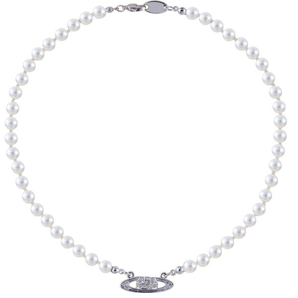 

saturn necklaces for women vintage pendent choker 40cm pearl collarbone necklace micro set diamond light luxury punk style lady fashion desi, Silver