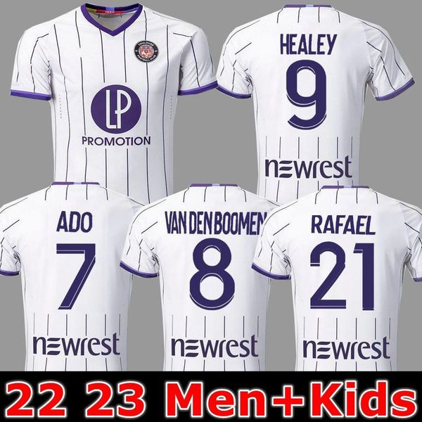 

2022 soccer jerseys toulouse soccer jersey 2023 dejaegere 10 ado 7 spierings 17 diakite 19 costa 14 sanna 18 home white set man 22 23 jersey, Black;yellow