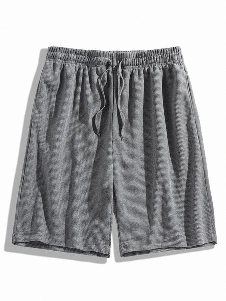 

men drawstring waist solid shorts 22jj#, White;black