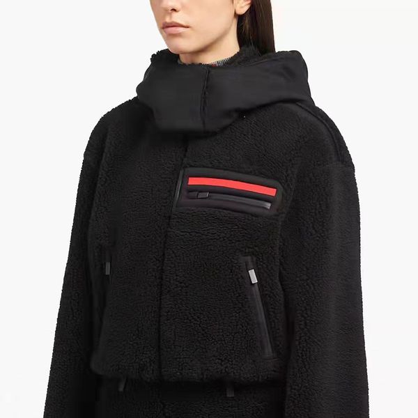 

woman jacket wool puffy short outwears coats long sleeve spring autumn windbreaker womens slim jackets s, Black;brown