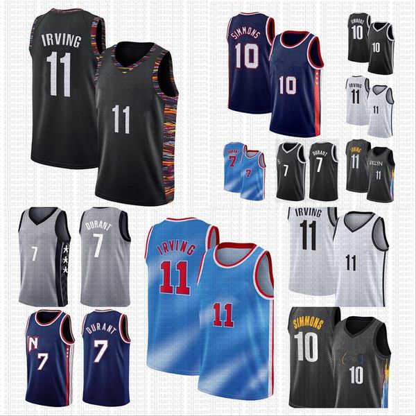 

kevin 7 durant jersey 2021 2022 city basketball jerseys ben simmons 10 75th anniversary uniform mens kyrie irving11 shirts brooklyn sports j, Black;red