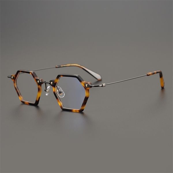 

shop eyeglasses onlines super aestheticism cool color pure titanium irregular polygon spectacle frame artistic flat myopia glasses, White;black