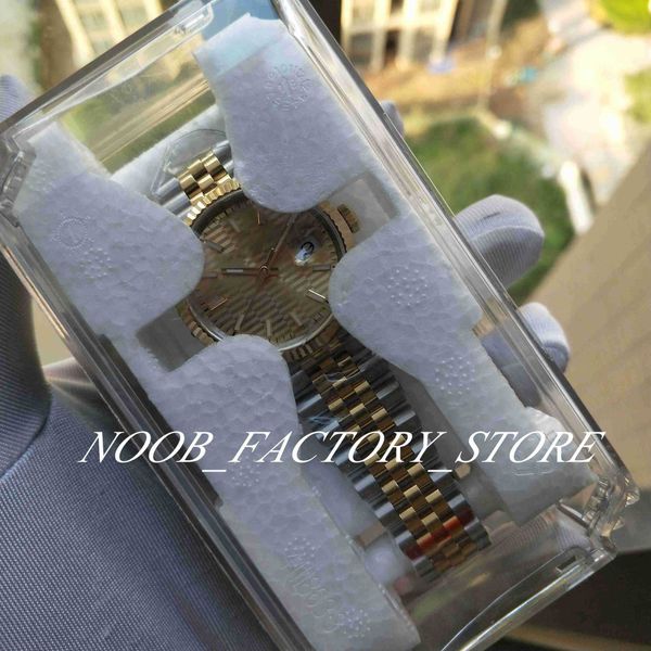 

mens watch bp factory version 36mm 126233 two-tone gold strap wristwatches 2813 automatic movement new stainless steel pit pattern dial, Slivery;brown