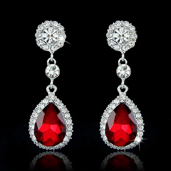 

fashion bridal jewelry crystals earrings silver rhinestones long drop earring 5 colors wedding gift, White