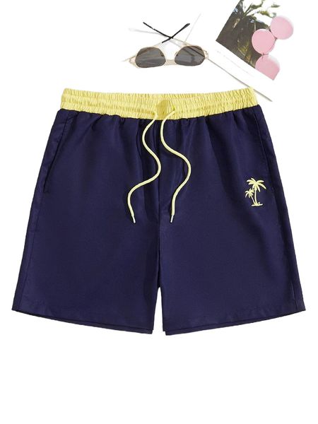 

men drawstring waist coconut tree print shorts k4r1#, White;black