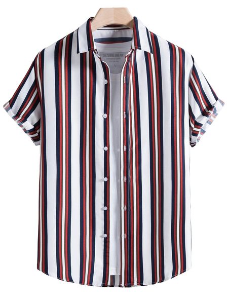 

men block striped shirt without tee t3s1#, White;black