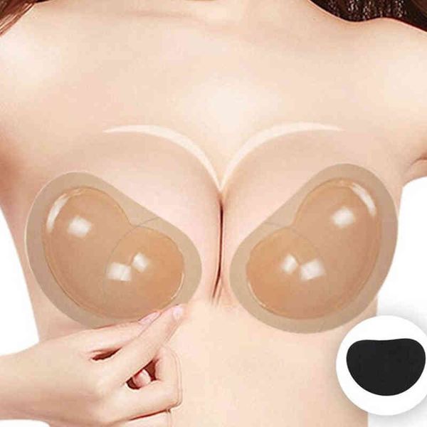 5pc Invisível Potding de coração Magic Bra inserir almofadas Push Up Silicone Auto -adesivo Mulheres Mulheres Intimadas Bico de Mama Limpo Y220725