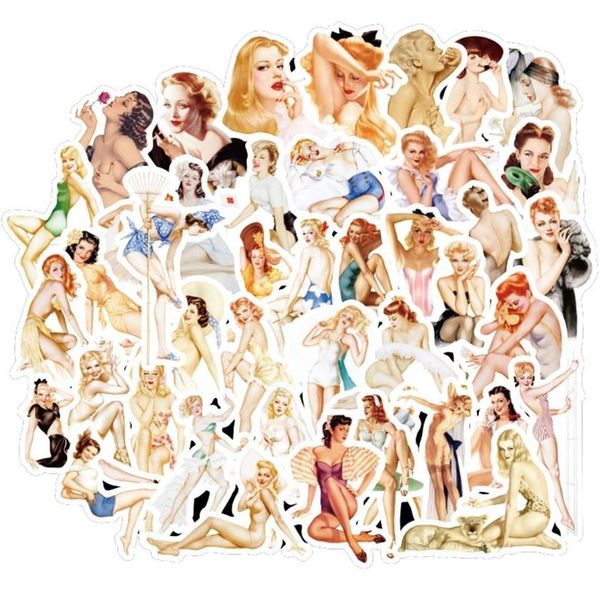 

50pcs lot pin-up girl stickers decal for snowboard luggage car styling lapwaterproof beauty girl skateboard sticker decals312o