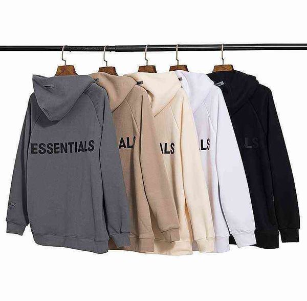 

autumn and winter hoodie new double thread fog essentials letter sweater high street men's and women's plush zipper coat cotton lo, Black