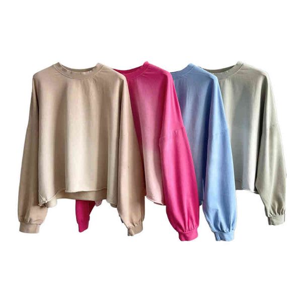 

yoga brand hoodies sweatshirts la oversized boxy crew sports long sleeve gradient color casual loose super-high rise jogger sweatpants, Black