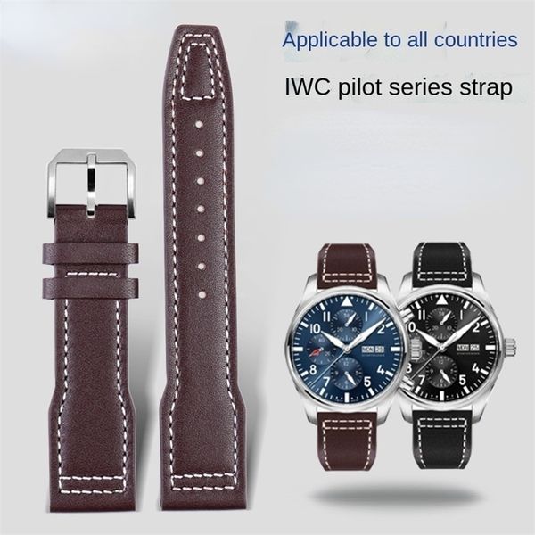 Para os pilotos da IWC Little Prince Watch iw327004iw3777714 Mark161718 pulseira de couro portuguesa 20 21mm Men Watch Band Belt Bracelet 220706