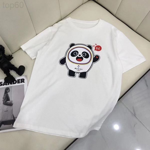 

designer 2022 european summer new short sleeve t-shirt women's fashion round neck cartoon bear trend 5 2002 luxury, White