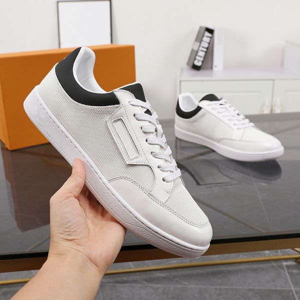 

Designer Sports Casual Men Shoes Top Quality leather Knit Fabric Lace-up Low Cut Runner Trainers Outdoor fashion sport flat Platform Sneakers White shoe, Red leather