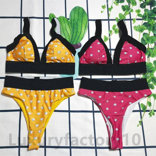 2022 Sexy Bikini Set Split Swimsui Três Cores Esportes Swimwears Swimwears High cintura senhoras Terno de banho Sling