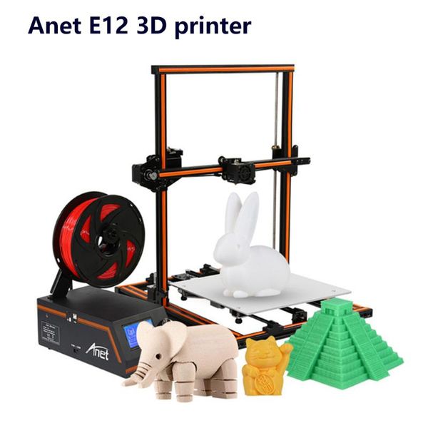 Drucker Anet E12 3D-Drucker-DIY-Kit, teilweise zusammengebauter Aluminiumlegierungsrahmen, supergroßes Gebäudevolumen 300 400 mm mit 8 GB TFPrinters Prin