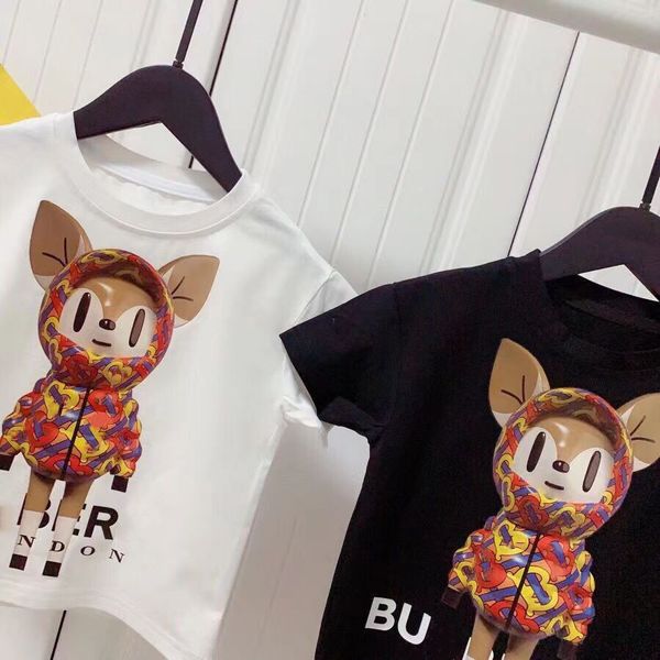 

child clother children t-shirts summer t-shirt short sleeve shirt childrens baby girls boys with letter animal pattern kids clothes tees siz, Blue