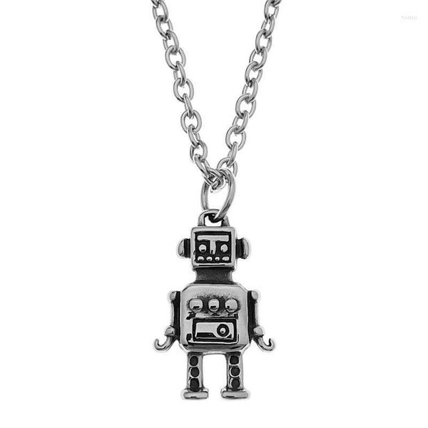 Collane con ciondolo Moda Collana robot vintage Colore argento Cool Street Style Per uomo Donna Regalo Gioielli per feste all'ingrosso