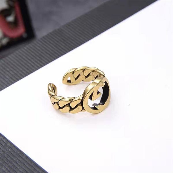 

2021 new fashion cluster rings brass retro ed open ring ladies wedding party designer jewelry size adjustable wi182a, Golden;silver
