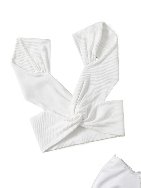 

twist front open back crop b4u4#, White