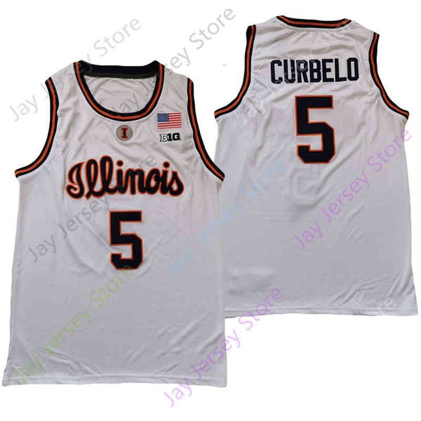 

illinois fighting illini basketball jersey ncaa college andre curbelo white size s-3xl all stitched youth men, Black