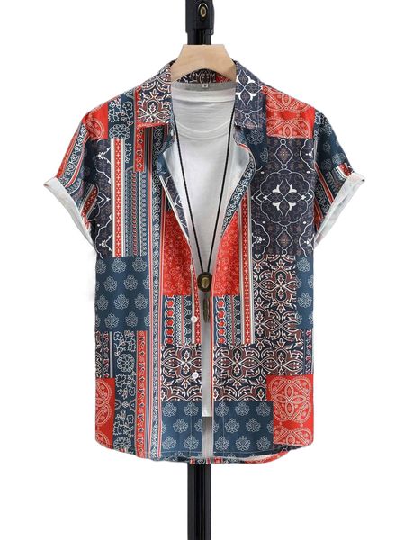 

men patchwork print shirt without tee 27aj#, White;black