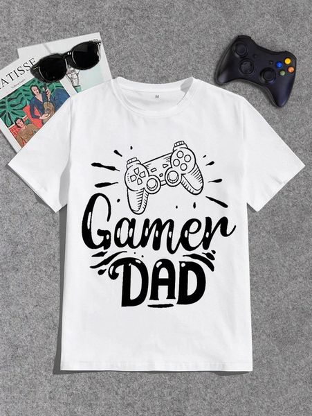 

men gamepad & letter graphic tee 37om#, White;black