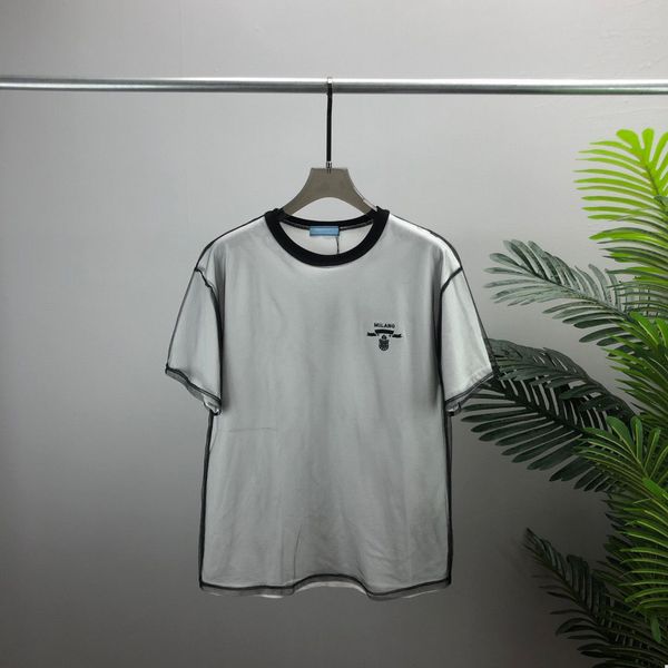 

22ss designer tide t shirts chest letter sweatshirts laminated print short sleeve high street loose oversize casual t-shirt 100% pure cotton, Black