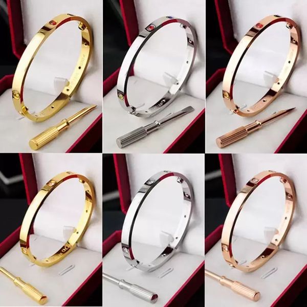 

designer screw bangles fashion luxury couple love bracelets men women 316l titanium steel wrist with cz stone bangle screwdriver bracelet si, Black