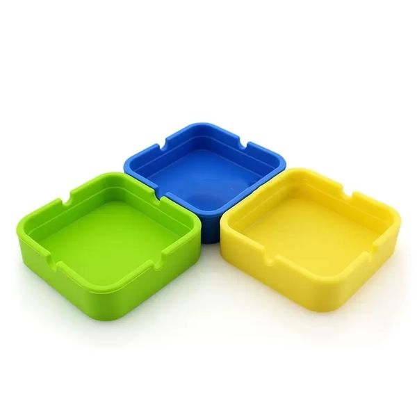 Silicone cinzeiro de borracha portátil alta temperatura resistente quadrado design cinzeiro Eco-friendly inventário macio atacado